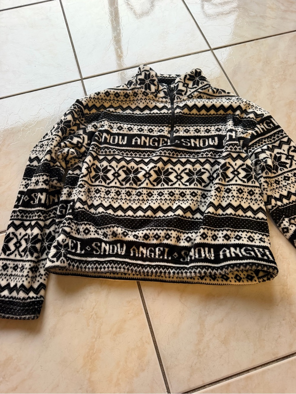 Snow Angel Black & White Patterned Half-Zip Sweater set
